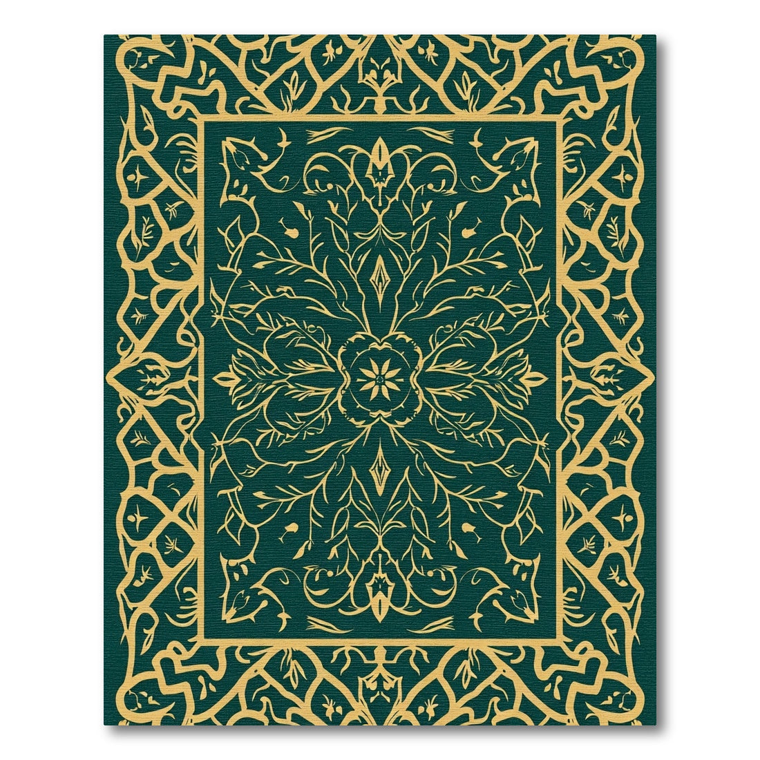Rich Emerald Botanical Medallion Rug
