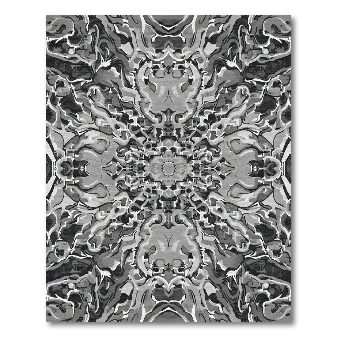 Monochromatic Chaotic Swirl Kaleidoscope Rug