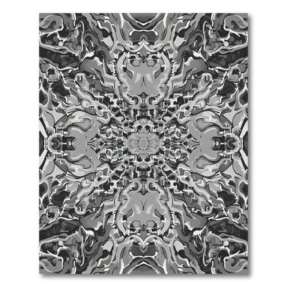 Monochromatic Chaotic Swirl Kaleidoscope Rug