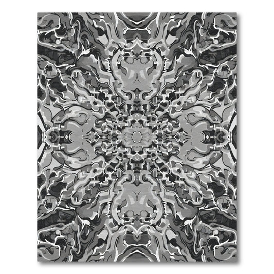 Monochromatic Chaotic Swirl Kaleidoscope Rug