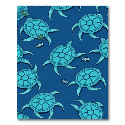 Aqua Turtle Sea Life Pattern Rug