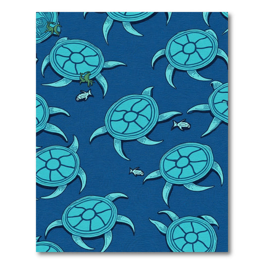 Aqua Turtle Sea Life Pattern Rug