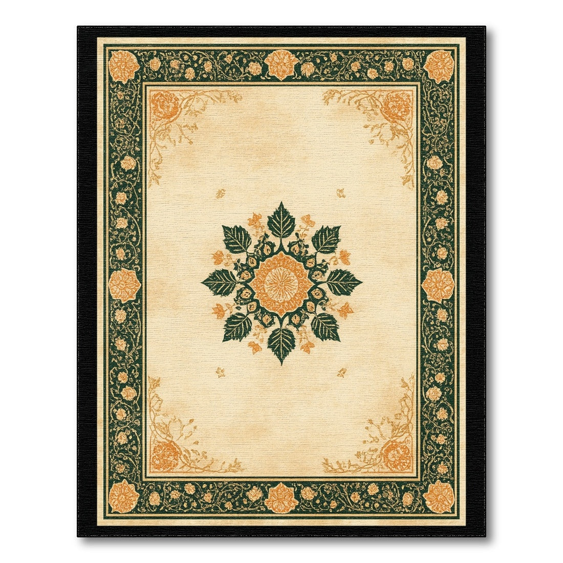 Floral Vintage Floral Medallion Beige Area Rug