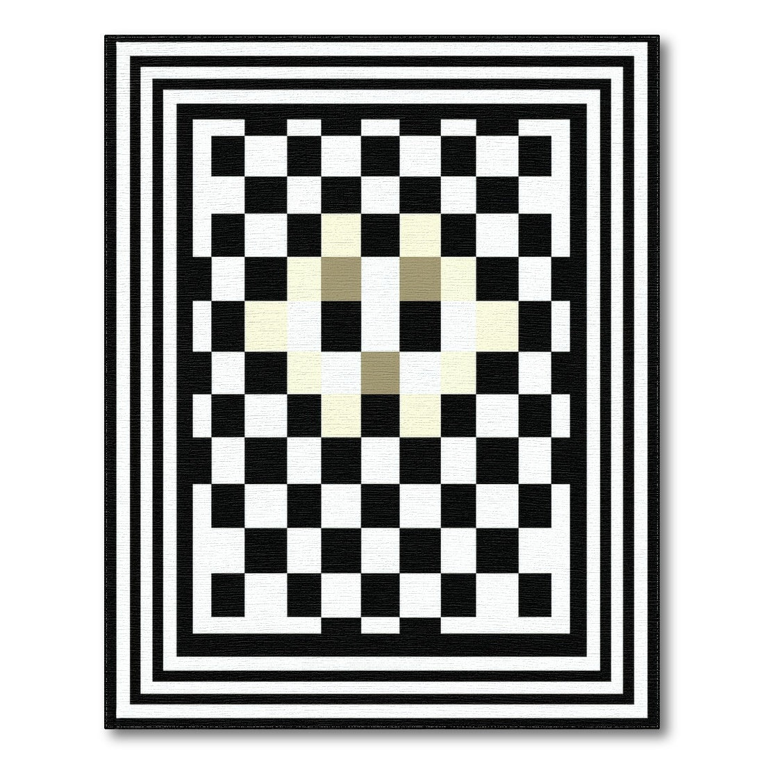 Black White Geometric Checkered Black and White Area Rug