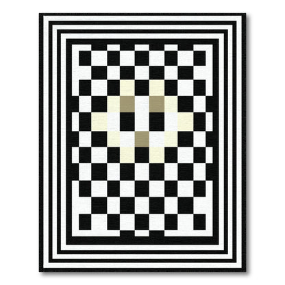 Black White Geometric Checkered Black and White Area Rug
