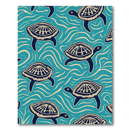 Navy Blue Turtle Ocean Waves Rug