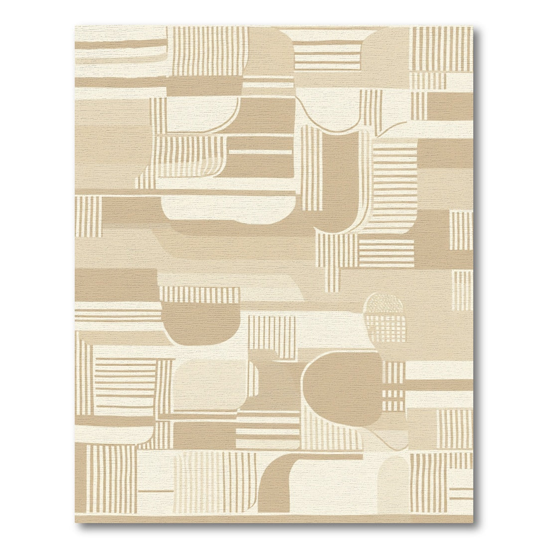 Neutral Boho Abstract Geometric Grid Rug