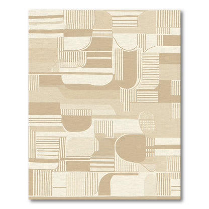 Neutral Boho Abstract Geometric Grid Rug
