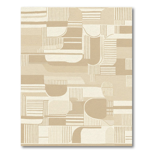 Neutral Boho Abstract Geometric Grid Rug