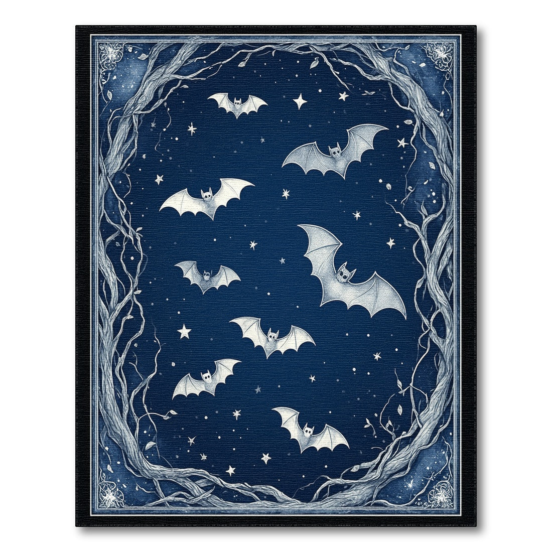 Midnight Bats Starry Sky Area Rug