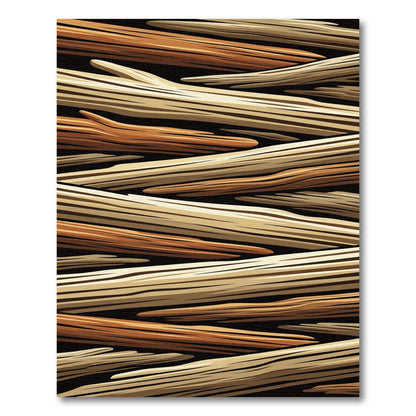 Rustic Wood Grain Linear Arrangement Rug