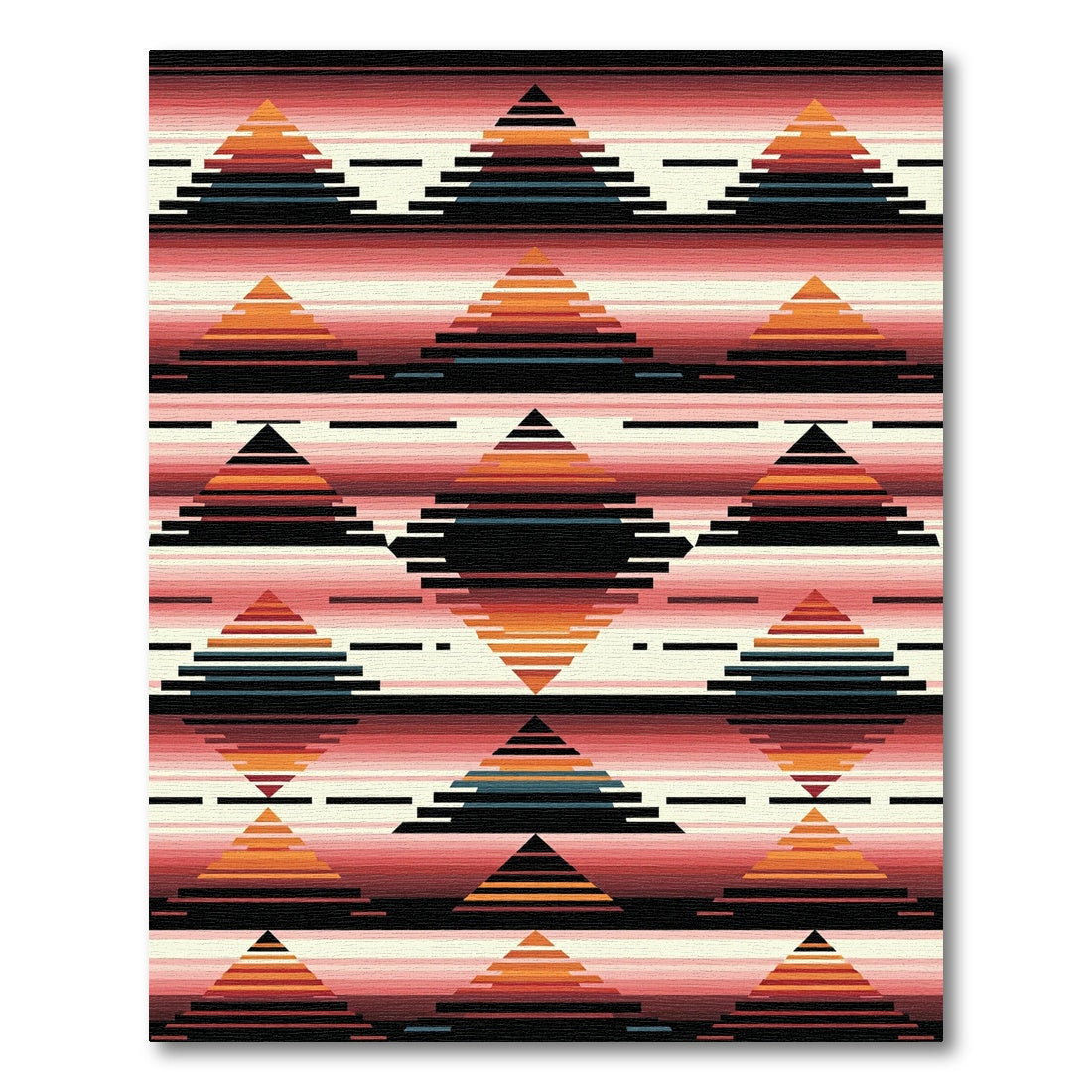 Crimson Orange Geometric Diamond Bands Rug