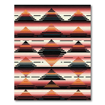 Crimson Orange Geometric Diamond Bands Rug