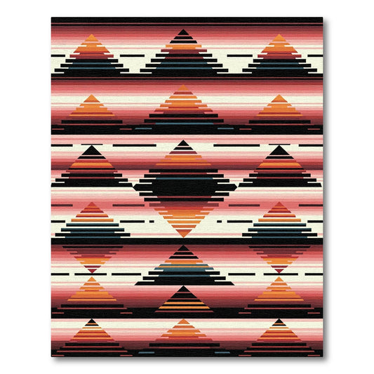 Crimson Orange Geometric Diamond Bands Rug
