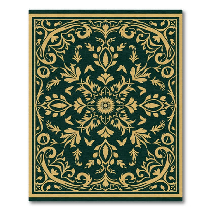 Golden Floral Medallion Emerald Rug