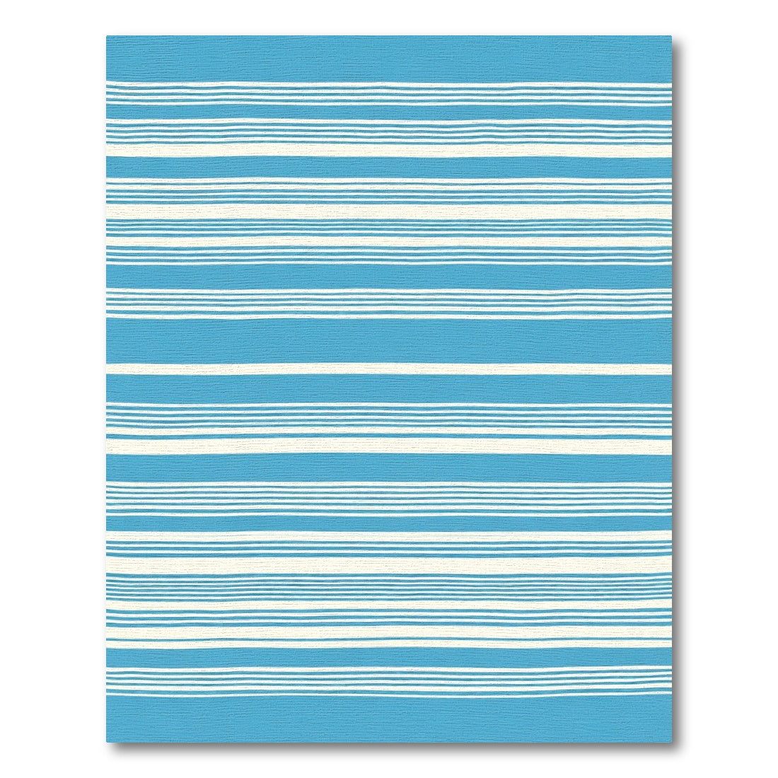 Bold Blue White Horizontal Stripe Rug