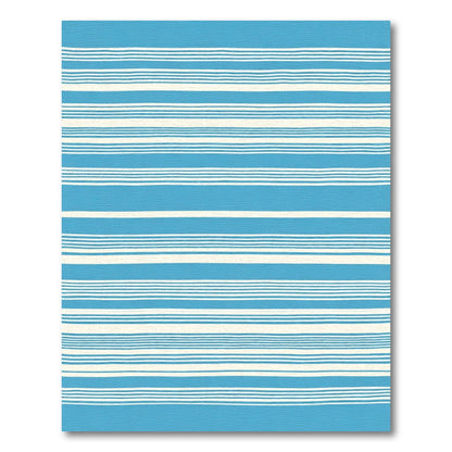 Bold Blue White Horizontal Stripe Rug