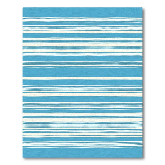 Bold Blue White Horizontal Stripe Rug