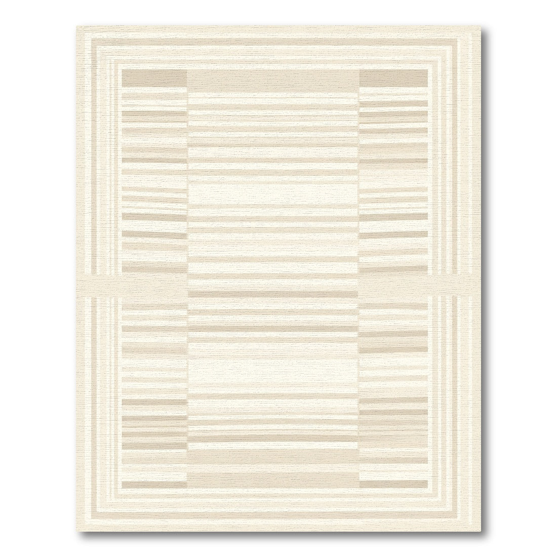 Neutral Tone Geometric Stripe Rectangles Rug