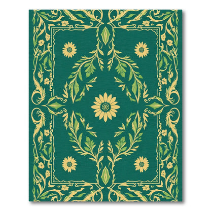 Emerald Green Floral Vine Collection Rug