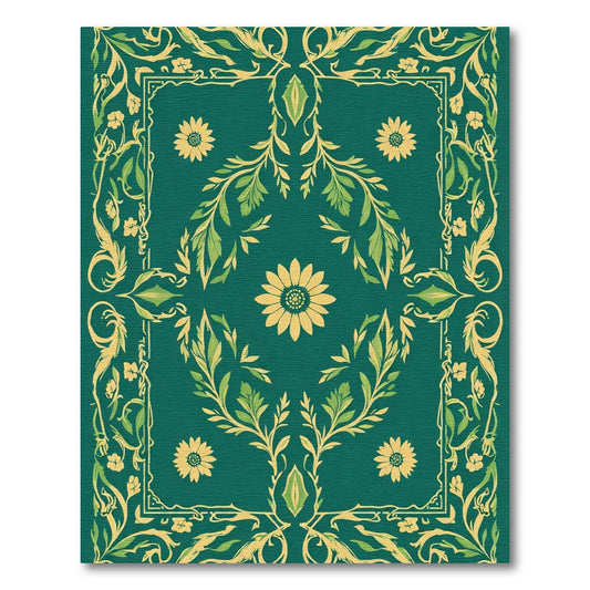 Emerald Green Floral Vine Collection Rug