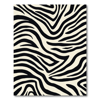Bold Black Swirl Cream Stripes Rug
