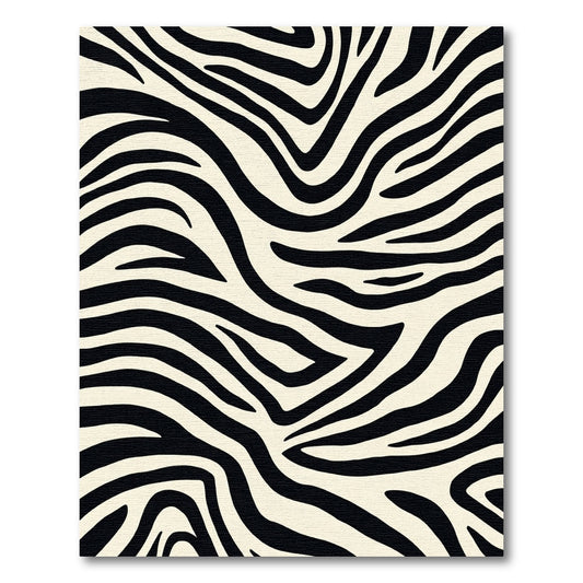 Bold Black Swirl Cream Stripes Rug
