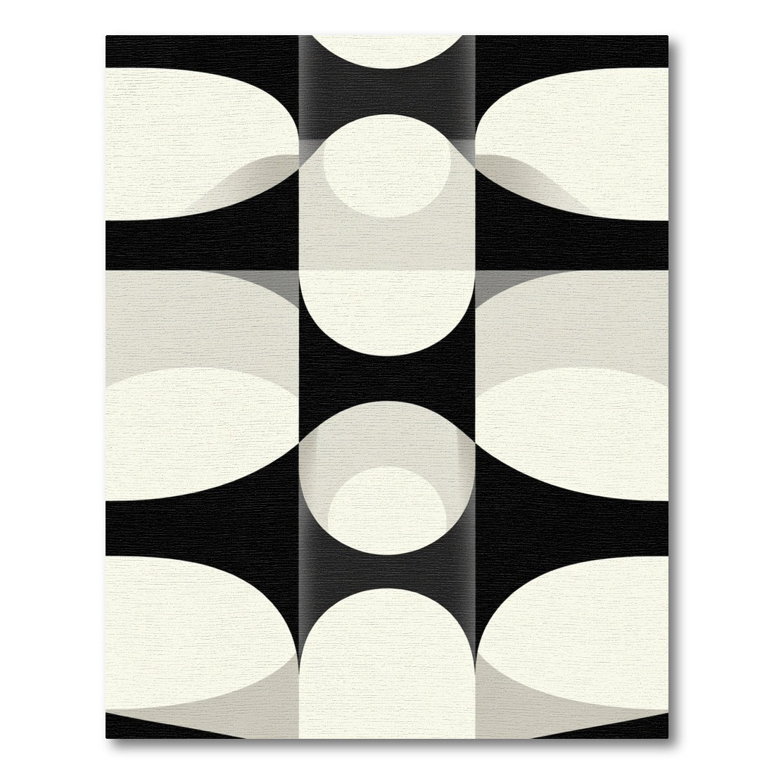 Black Cream Abstract Geometric Arc Rug