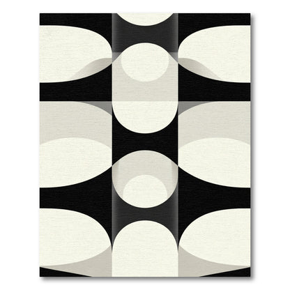 Black Cream Abstract Geometric Arc Rug
