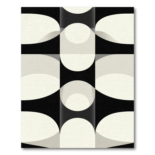 Black Cream Abstract Geometric Arc Rug
