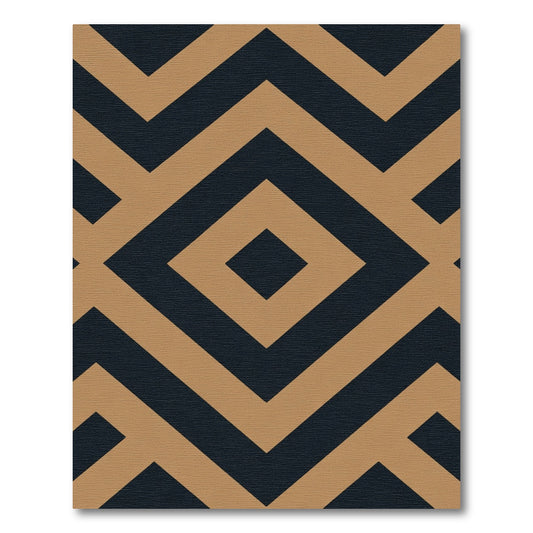 Camel Tan Geometric Diamond Abstraction Rug