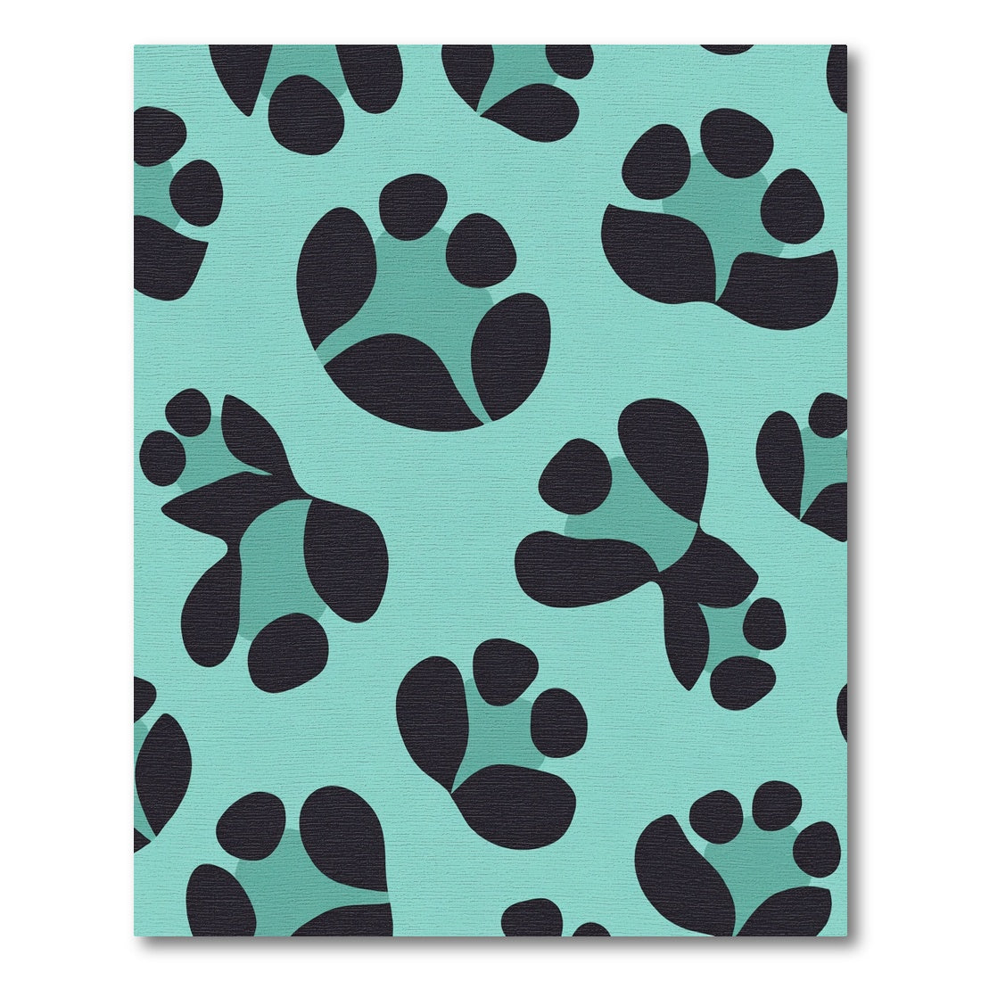 Teal Black Abstract Paw Print Rug