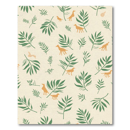 Whimsical Forest Creatures Green Fern Rug