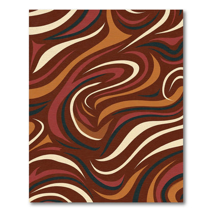 Organic Swirls Ochre Burgundy Rug