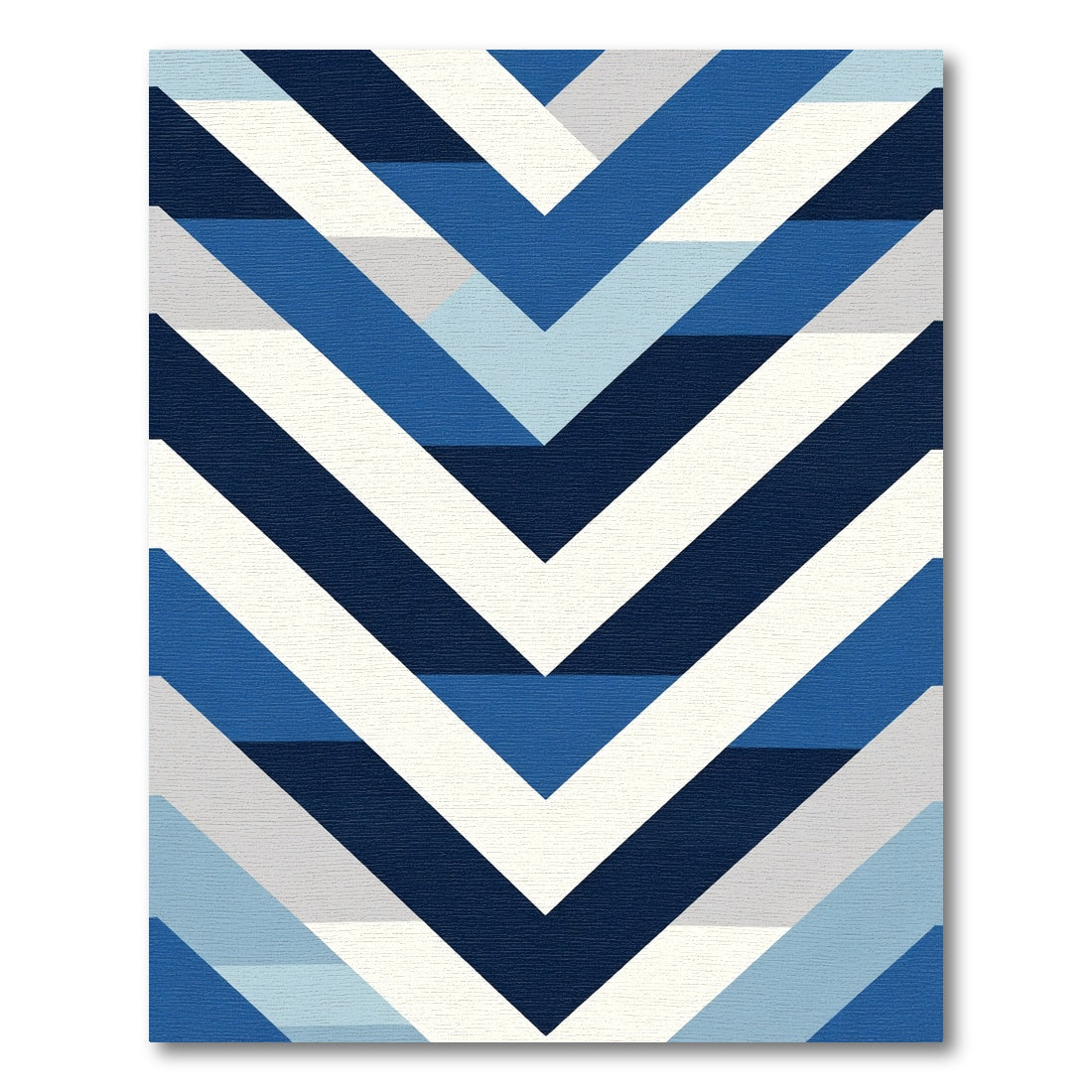 Blue White Geometric Chevron Rug