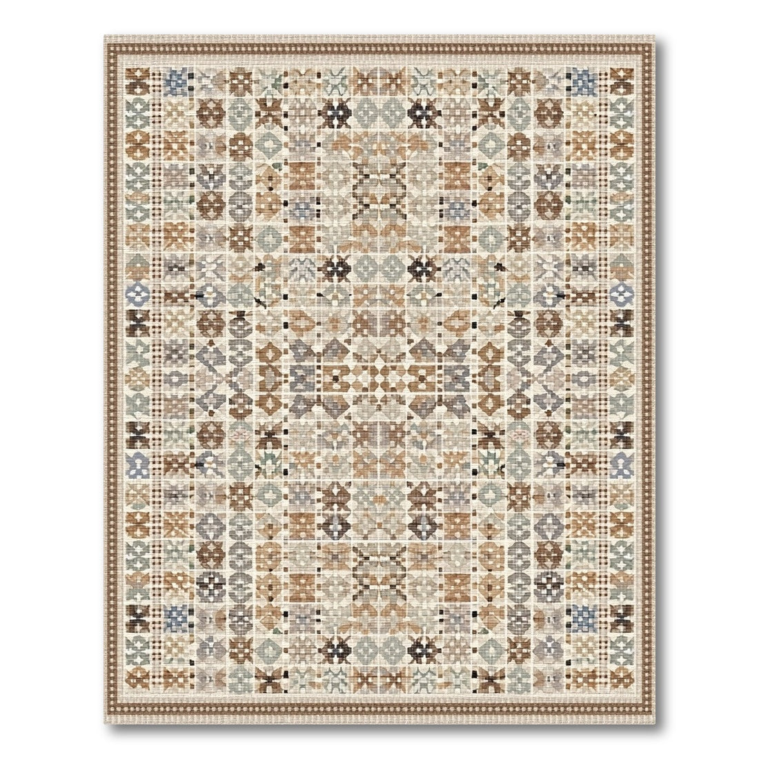 Geometric Modern Beige Geometric Mosaic Area Rug