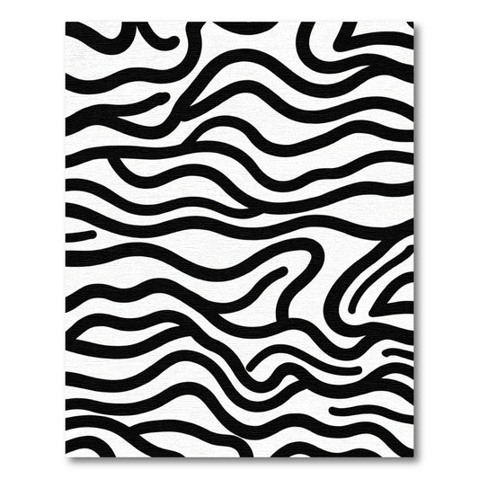 Bold Black White Abstract Stripe Rug
