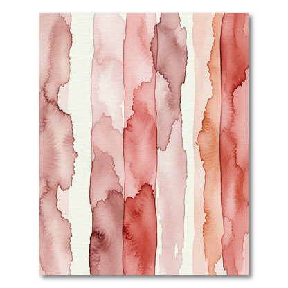 Crimson Washed Vertical Stripe Watercolor Rug