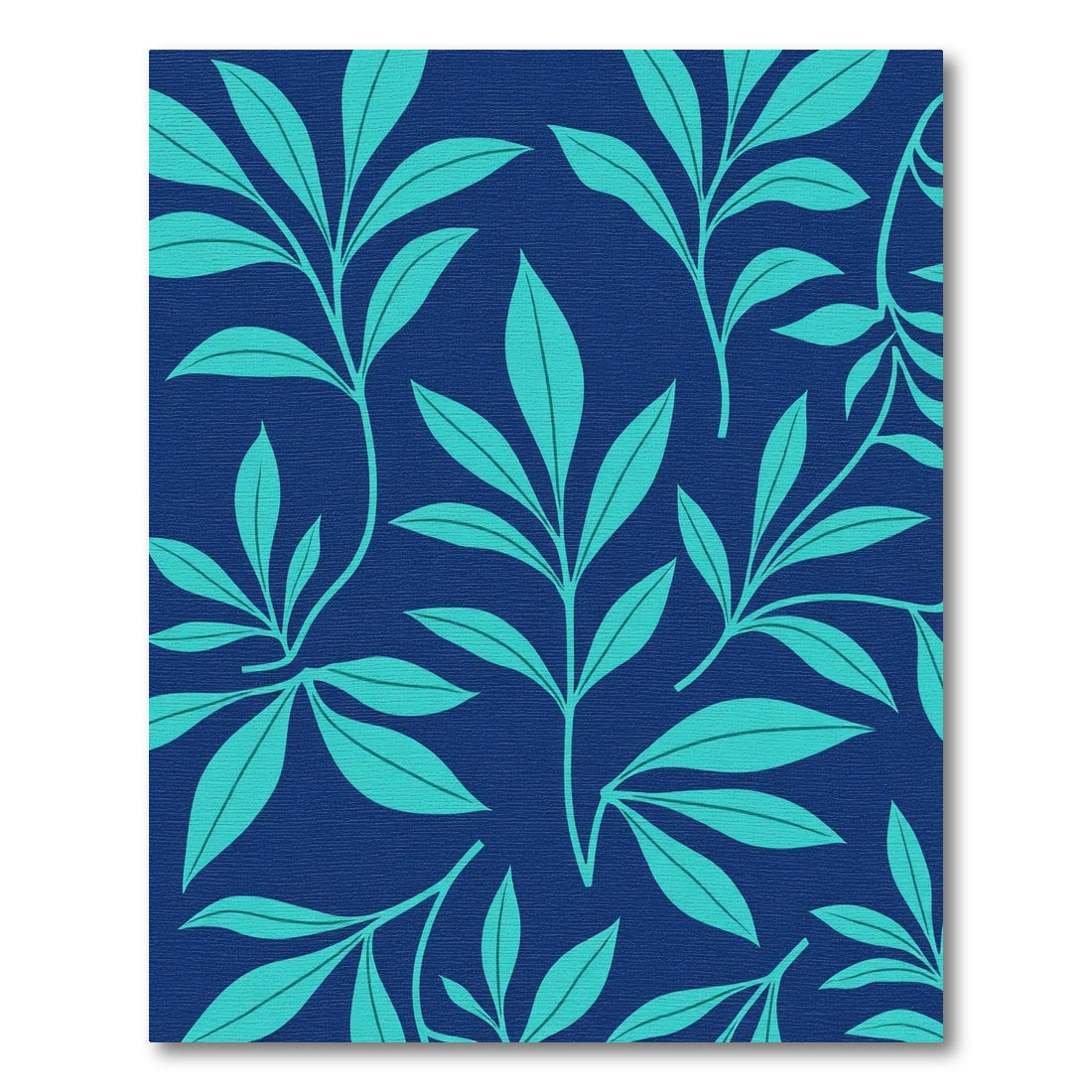 Deep Blue Teal Fern Foliage Rug