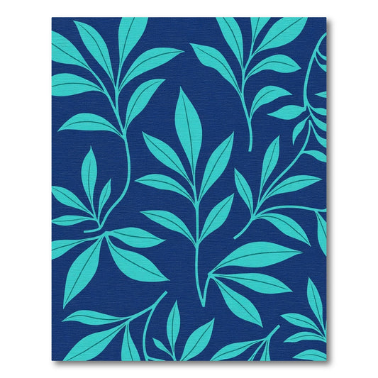 Deep Blue Teal Fern Foliage Rug