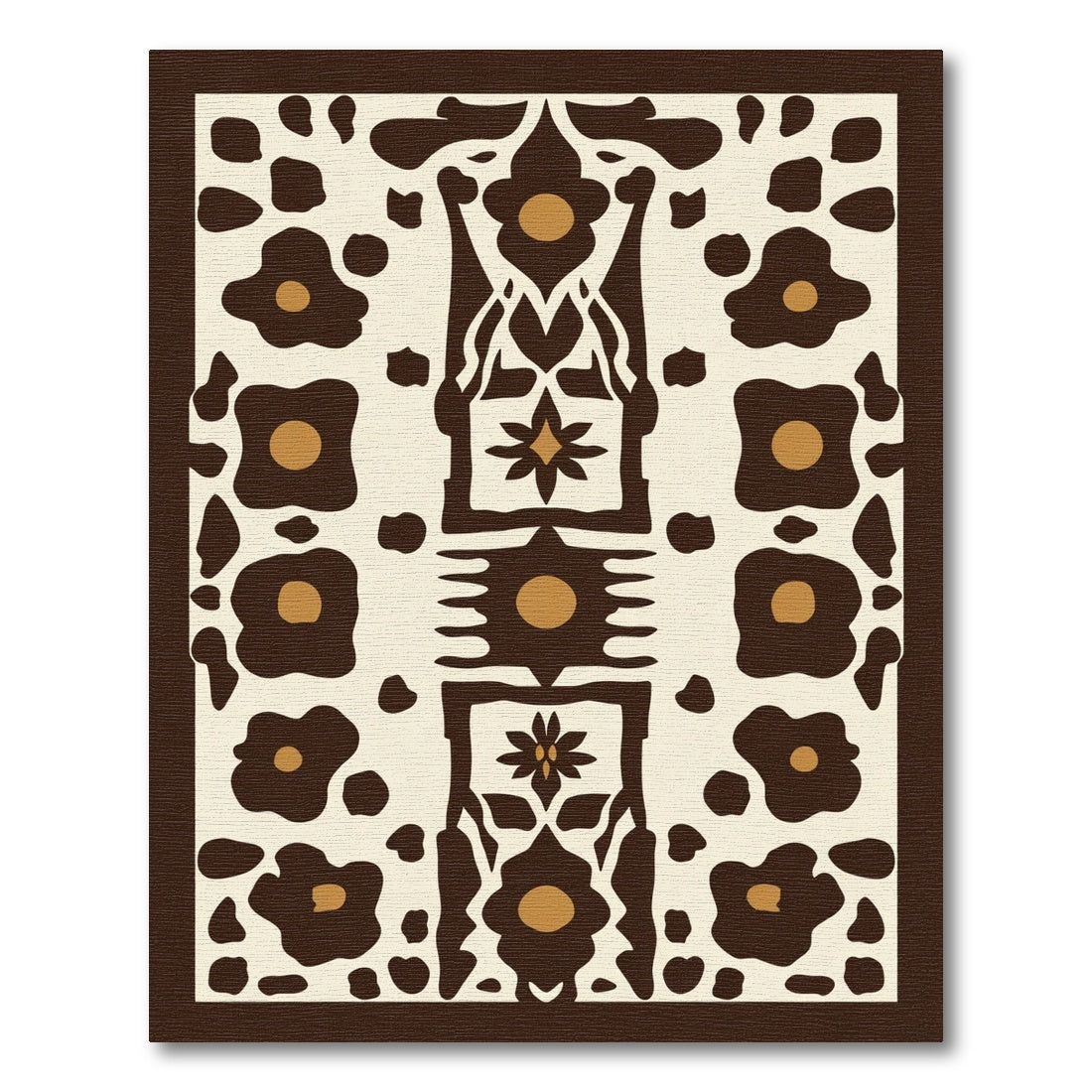 Brown Abstract Floral Medallion Rug