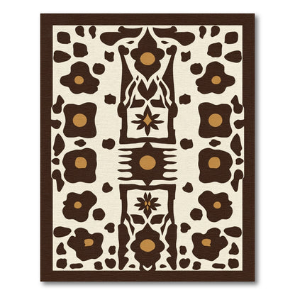 Brown Abstract Floral Medallion Rug
