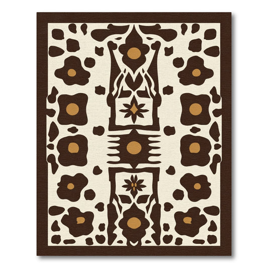Brown Abstract Floral Medallion Rug