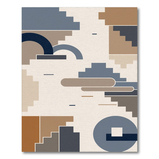 Abstract Geometric Blue Area Rug