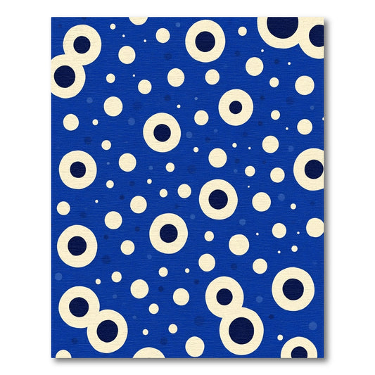 Tangerine Cream Circles on Blue Rug