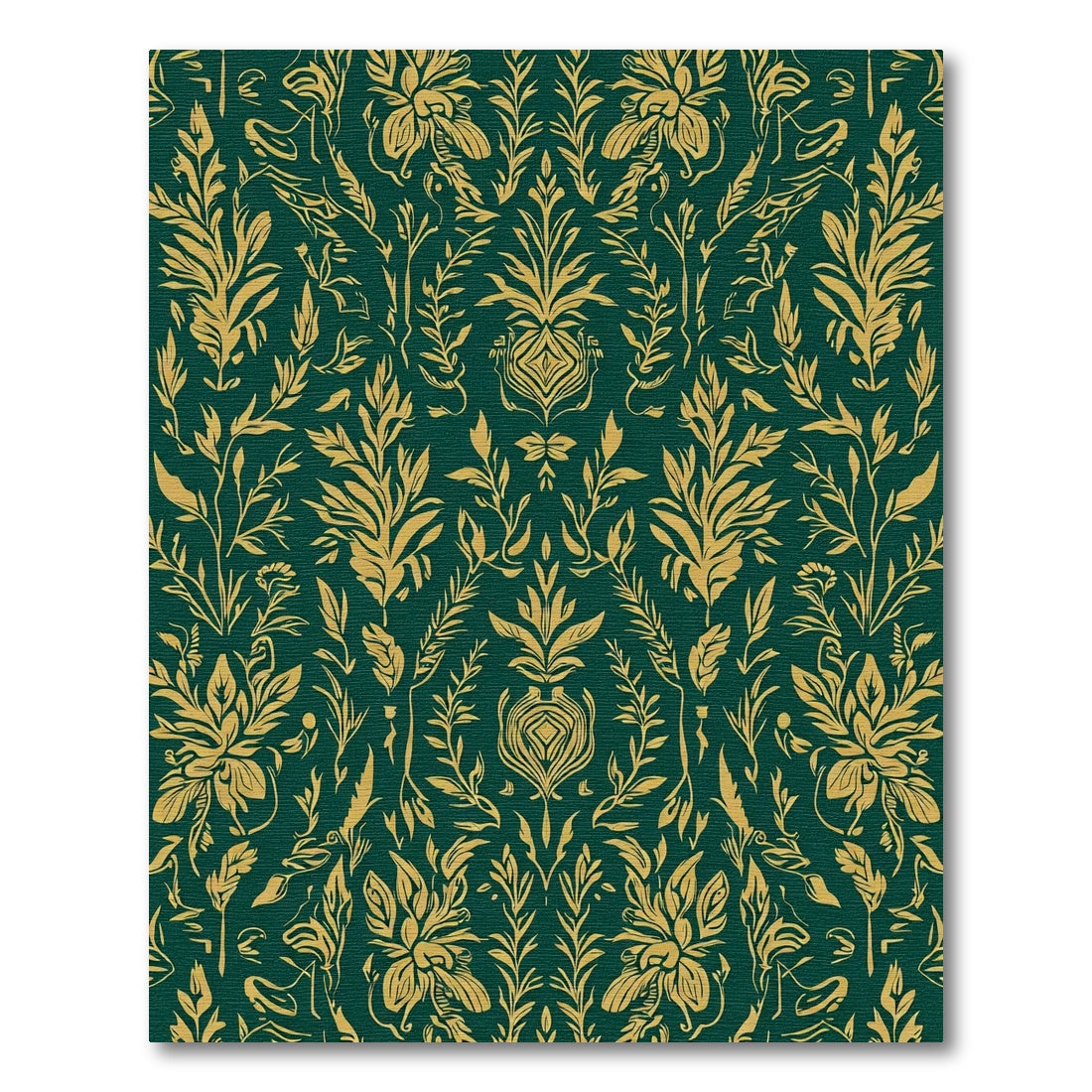 Emerald Gold Botanical Floral Arrangement Rug
