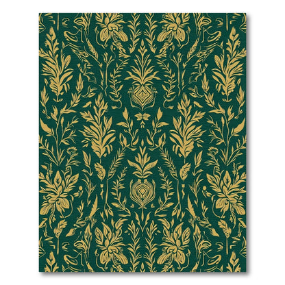 Emerald Gold Botanical Floral Arrangement Rug