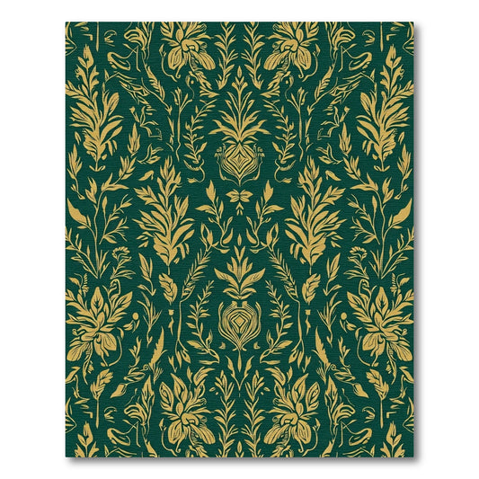 Emerald Gold Botanical Floral Arrangement Rug
