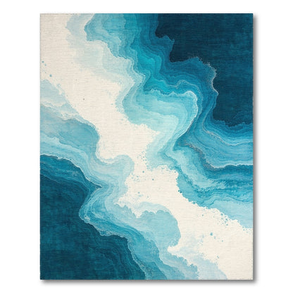 Gradient Blue Layered Waves Rug