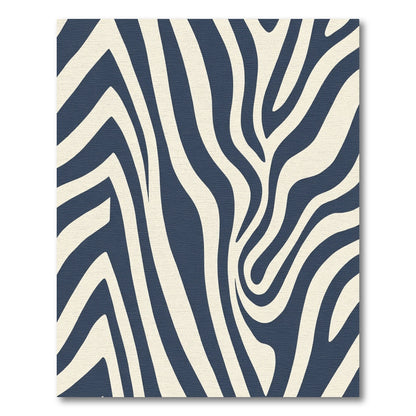 Navy Cream Animal Print Waves Rug